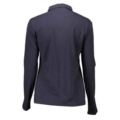 Blue Cotton Women Polo Shirt