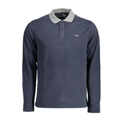 Blue Cotton Men Polo Shirt