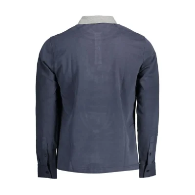 Blue Cotton Men Polo Shirt