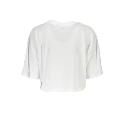 White Polyester Women T-Shirt