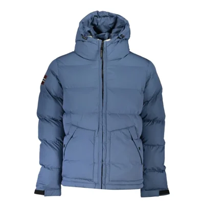 Blue Polyester Men Jacket