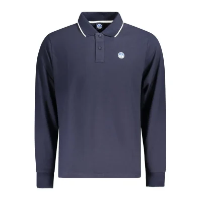 Blue Cotton Men Polo Shirt