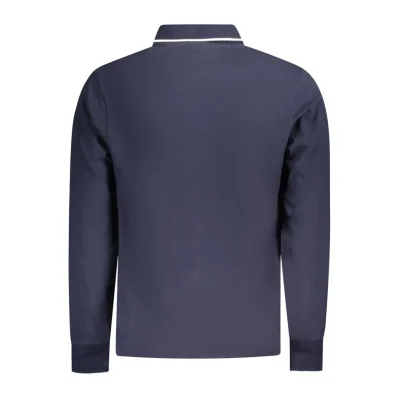Blue Cotton Men Polo Shirt