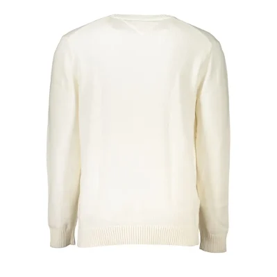 Chic White Crew Neck Cotton Sweater