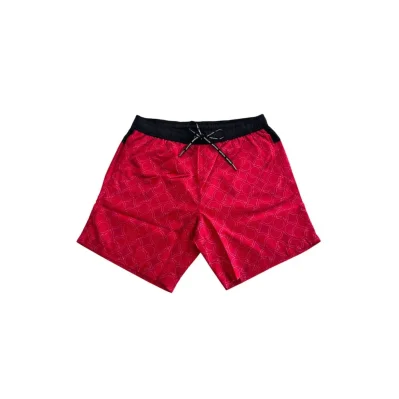 Red Polyester Men Swim Short