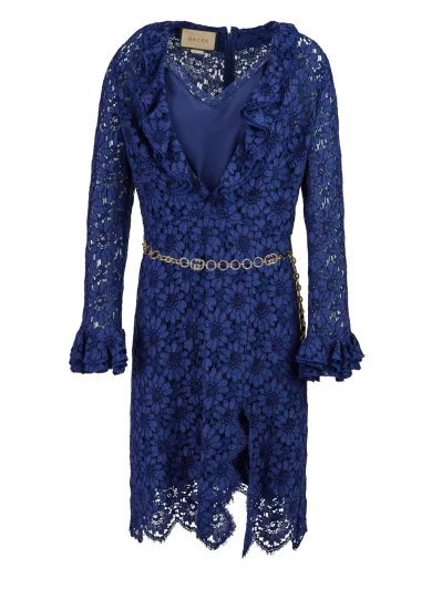 Blu Viscose and Cotton Mid Long Dress