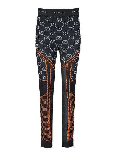 Black Polyamide All over Logo Leggings Pants