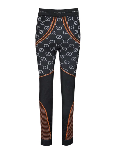 Black Polyamide All over Logo Leggings Pants