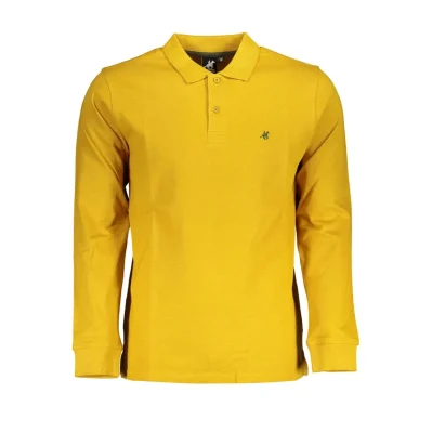 Yellow Cotton Men Polo Shirt