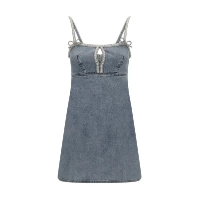 Denim mini Dress with pearls