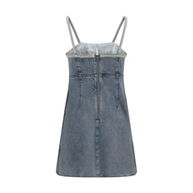 Denim mini Dress with pearls