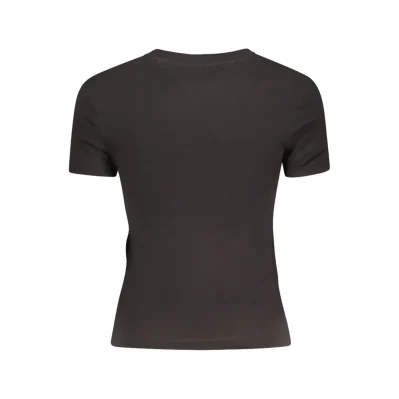 Black Cotton Women T-Shirt