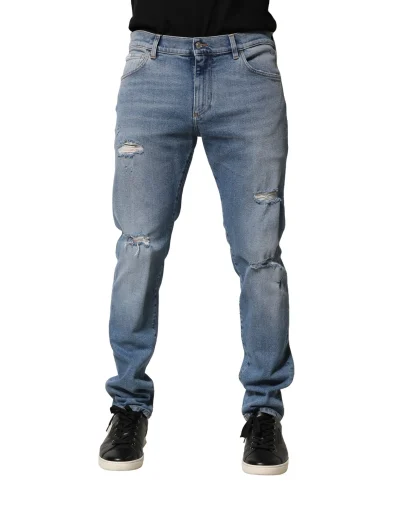 Blue Washed Skinny Cotton Men Jeans