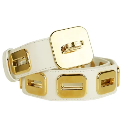 White Calfskin Women Belt