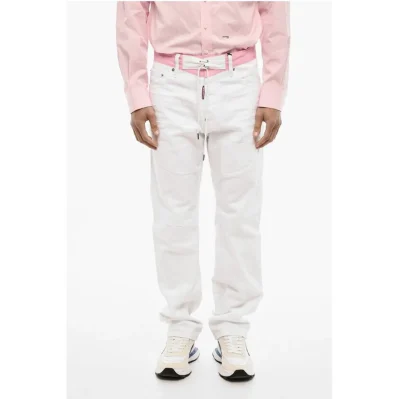Light Wash Distressed Jeans with Lace