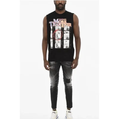 Cotton Crew-neck T-shirt with Frontal Maxi Print