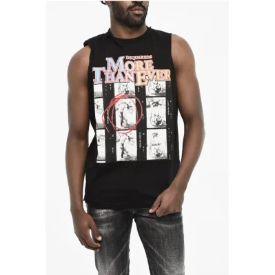 Cotton Crew-neck T-shirt with Frontal Maxi Print