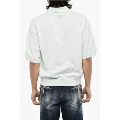 Short Sleeve Sweater with Polo Neck
