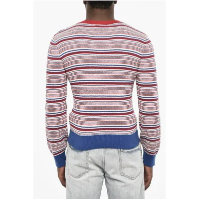 Tricolor Cotton V-Neck Sweater