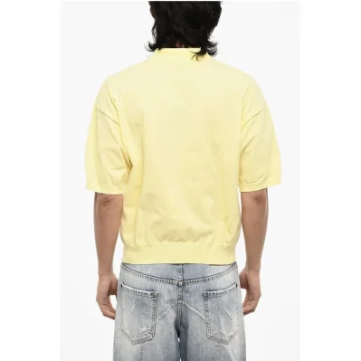 Short Sleeve Sweater with Polo Neck