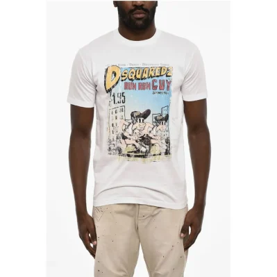 Cotton Crew-neck T-shirt with Frontal Maxi Print