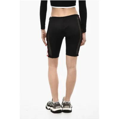 Biker Shorts With Mesh Details And Logoed Band