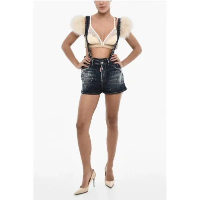 Denim Shorts with Suspenders