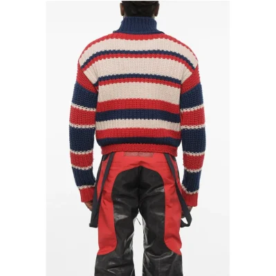 Tricolor Wool and Cashmere Turtleneck Sweater