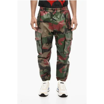 Coated Cotton Camouflage Cargo Pants
