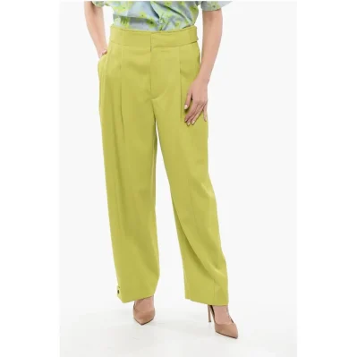 Wool Pleated Palazzo Pants