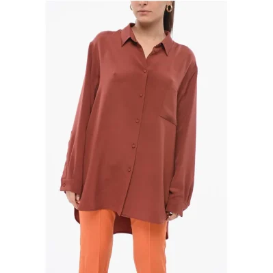Silk Oversized Shirt with Asymmetric Hem