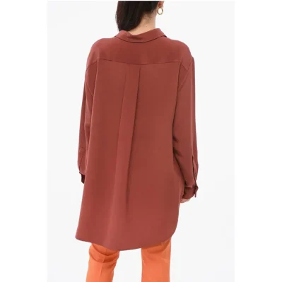 Silk Oversized Shirt with Asymmetric Hem