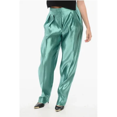 Linen and Silk Blended Pants with Pleats