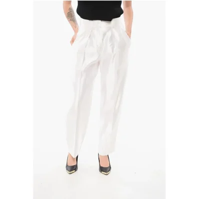 Linen and Silk Blended Pants with Pleats