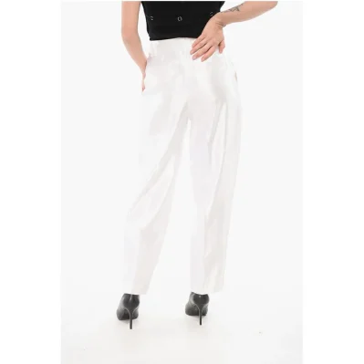 Linen and Silk Blended Pants with Pleats