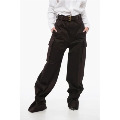 High-waisted Cargo Pants with Leather Belt