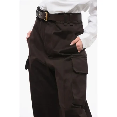 High-waisted Cargo Pants with Leather Belt