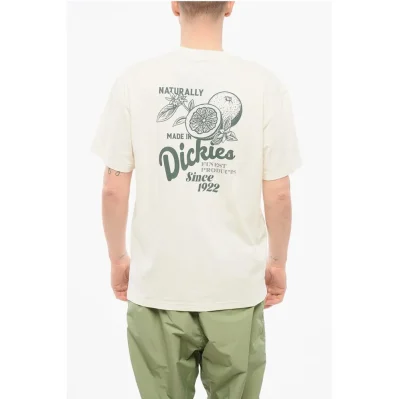 Cotton Crew-neck T-shirt with Maxi Printed Back