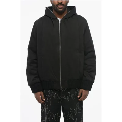 Cotton Padded Jacket with Hood and Knit Edge