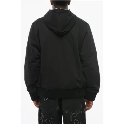 Cotton Padded Jacket with Hood and Knit Edge
