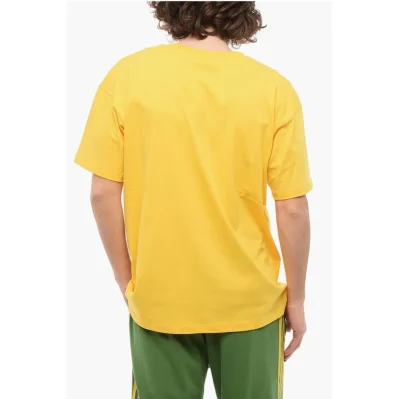 Solid Color Crew-neck T-Shirt with Contrasting Print