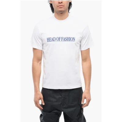 Solid Color HEAD OF FASHION Crew-neck T-Shirt with Contrasti