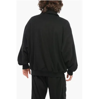 Solid Color Mock Neck Sweatshirt with Tone On Tone Details