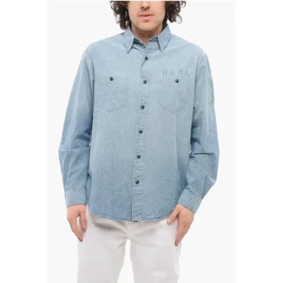 Classic Fit Denim Shirt with Double Breast Pocket