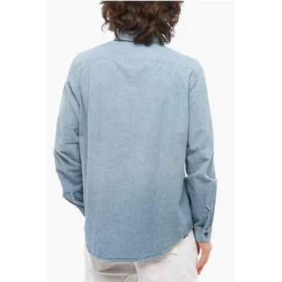 Classic Fit Denim Shirt with Double Breast Pocket