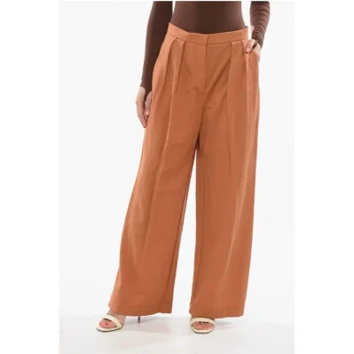 High-Waisted Double Pleated Palazzo Pants