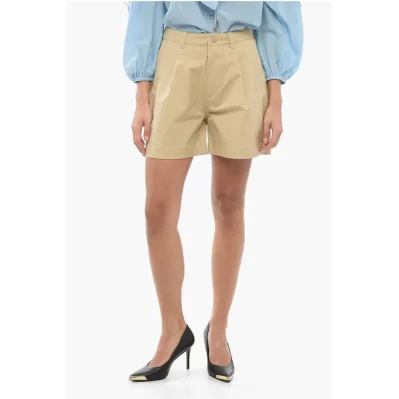 Single-Pleated Technical Fabric Shorts