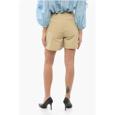 Single-Pleated Technical Fabric Shorts
