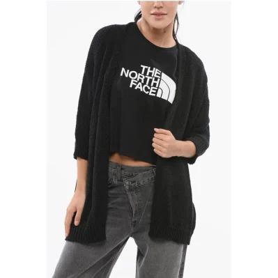 Cotton Blend Open Front Cardigan with 3/4 Sleeves