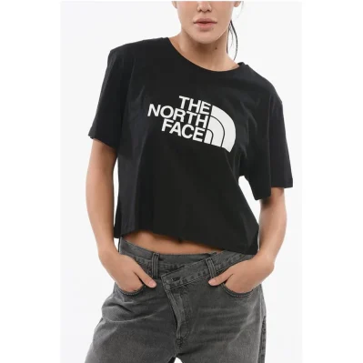 Crewneck Cropped T-Shirt with Printed Logo